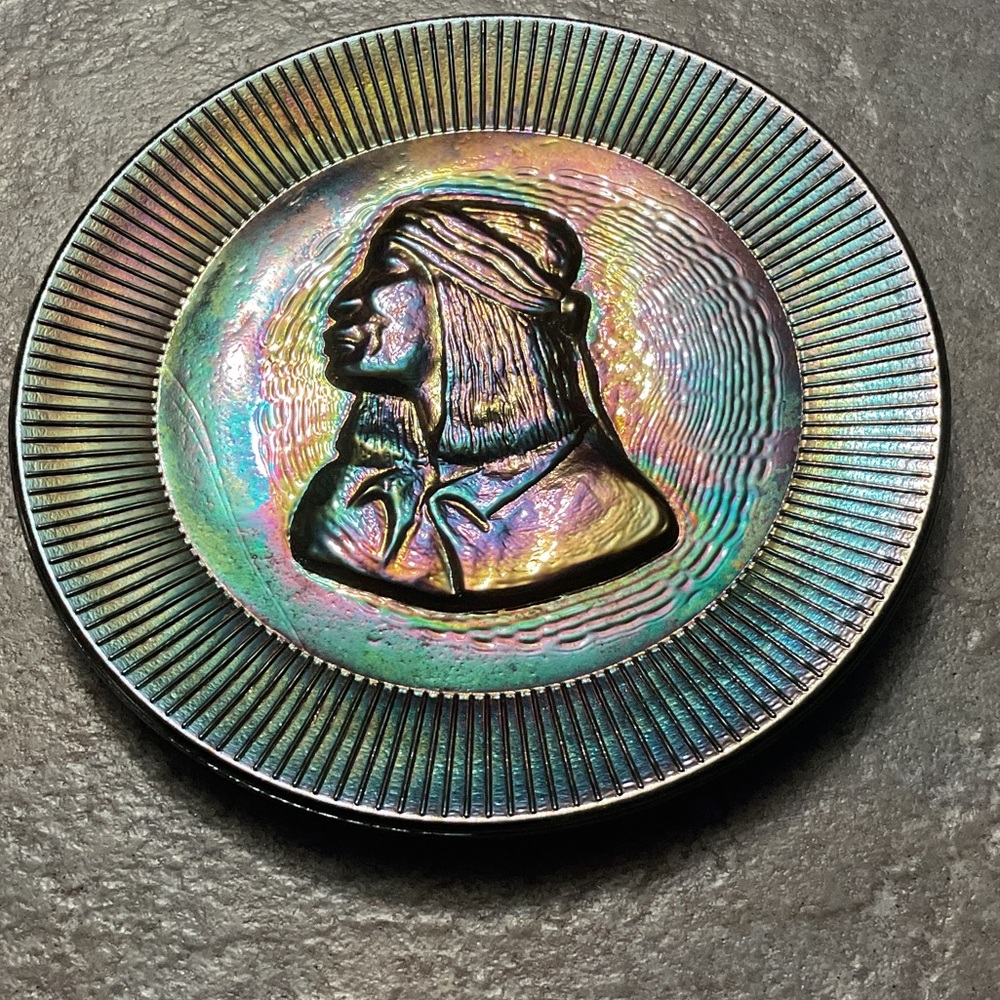 Multicolor Embossed Ceramic Plate with Tribal Design